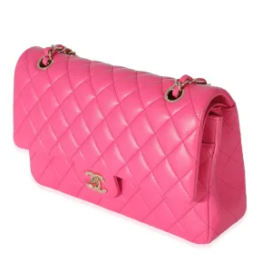 16C Pink Quilted Lambskin Medium Classic Double Flap Bag