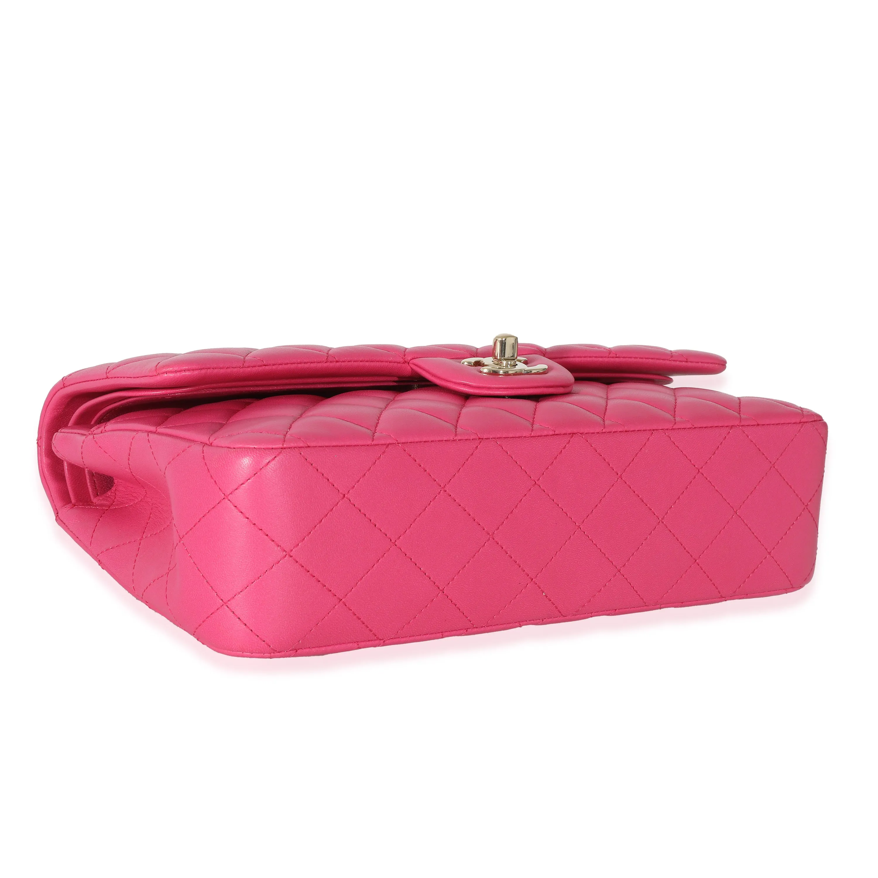 16C Pink Quilted Lambskin Medium Classic Double Flap Bag