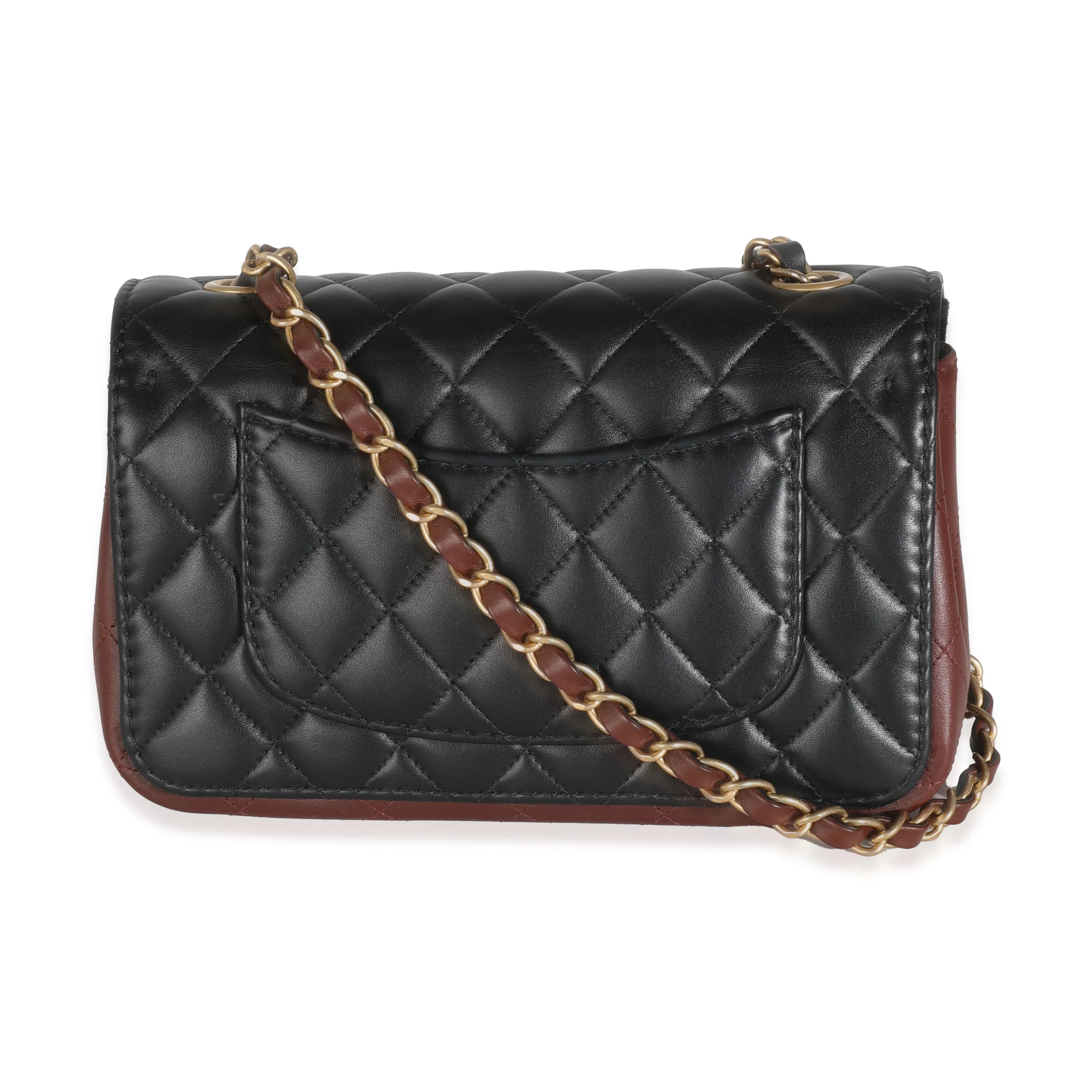 20K Black Quilted Lambskin Bi-Colour Flap Bag