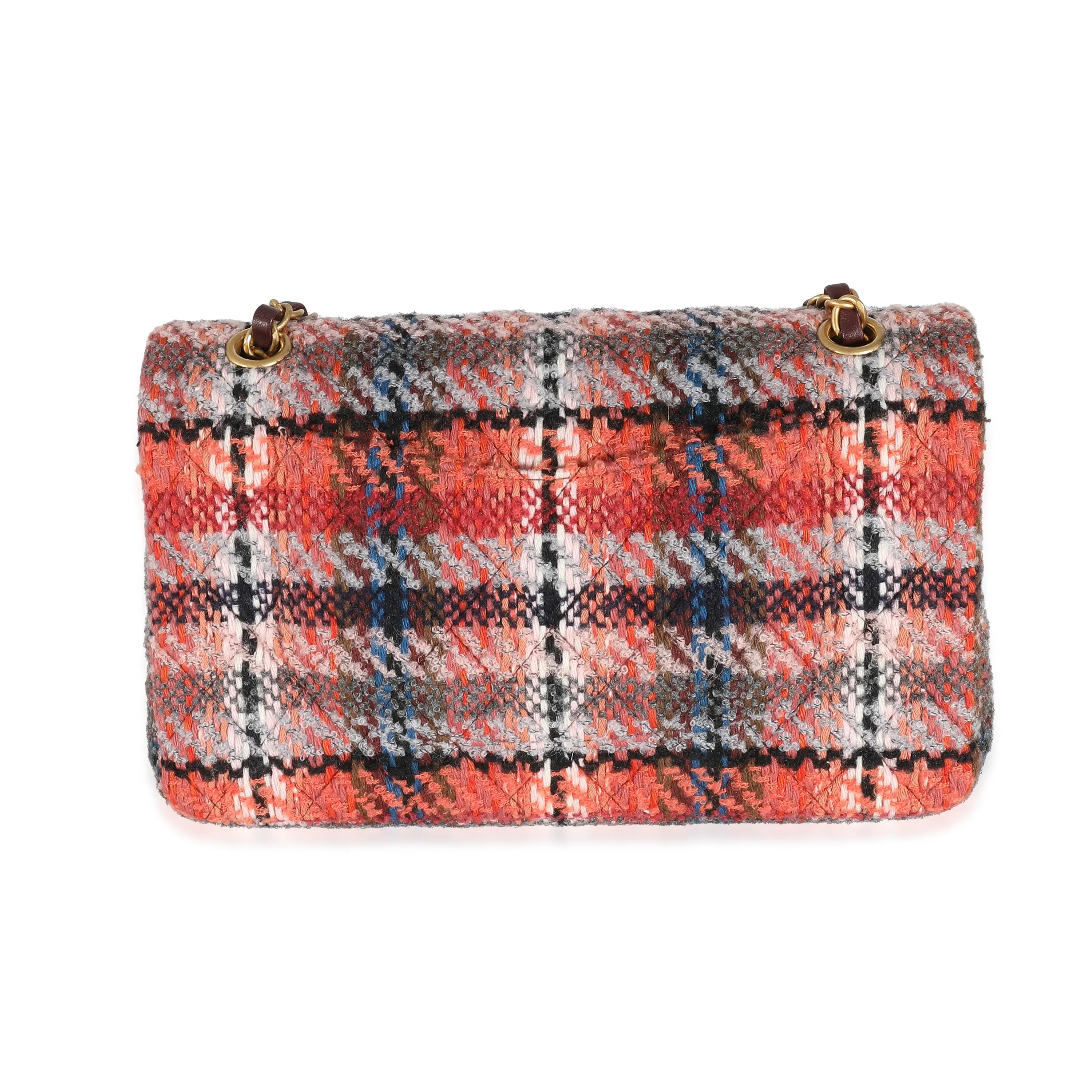21B Brown Red Tweed Medium Classic Double Flap Bag
