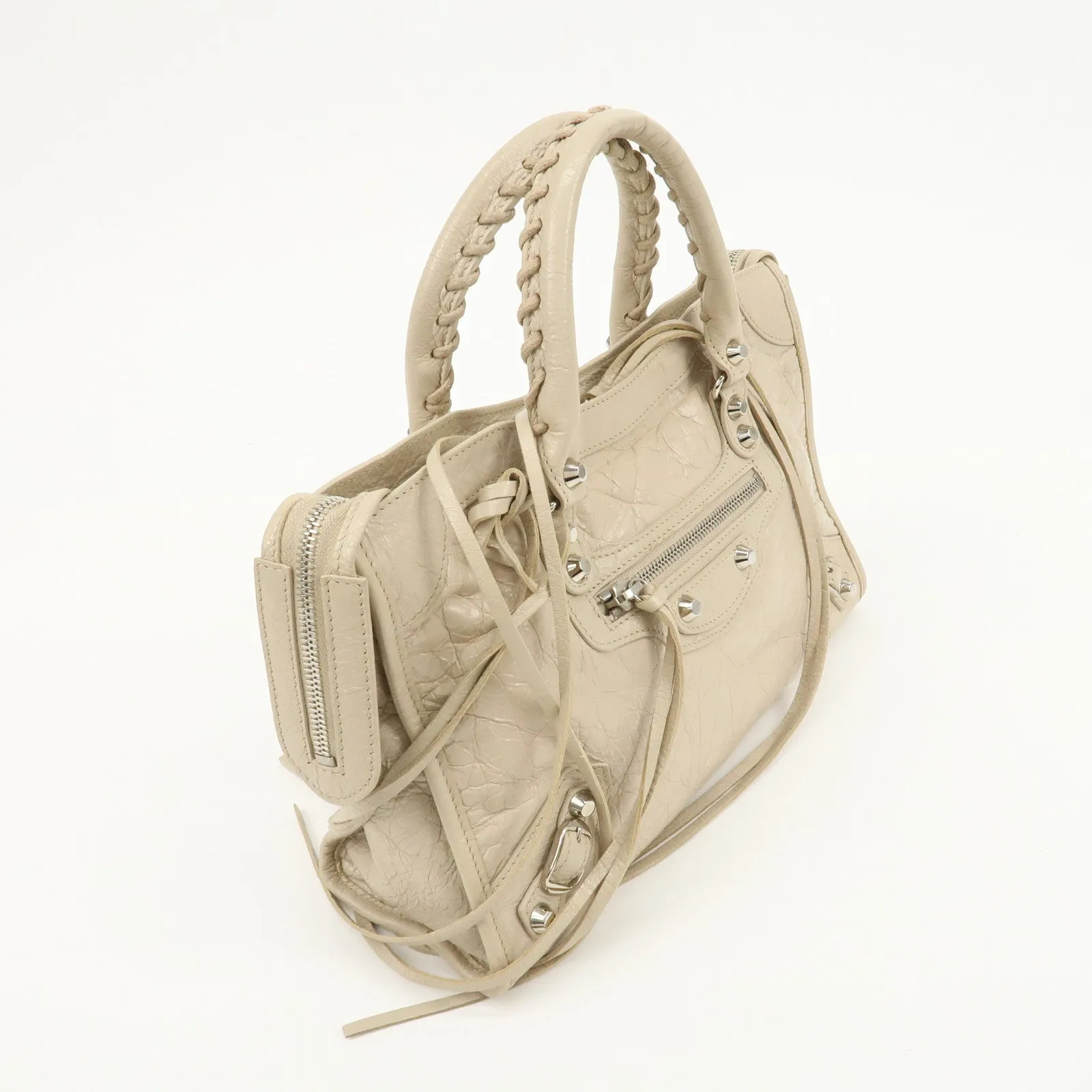 BALENCIAGA Classic City Leather 2Way Hand Bag White 431621 Used