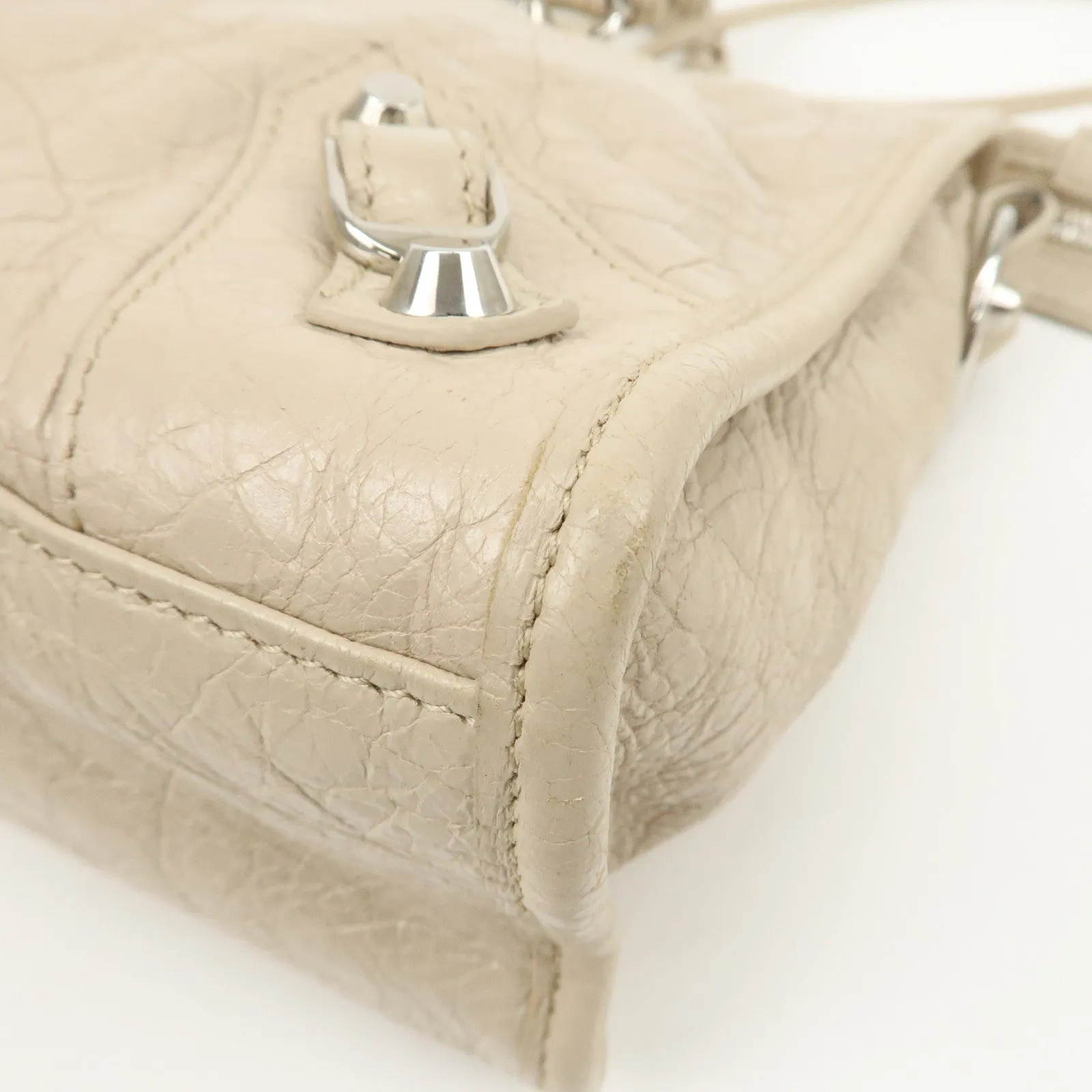 BALENCIAGA Classic City Leather 2Way Hand Bag White 431621 Used