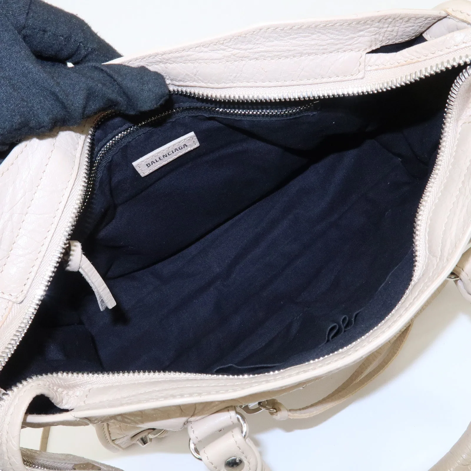 BALENCIAGA Classic City Leather 2Way Hand Bag White 431621 Used