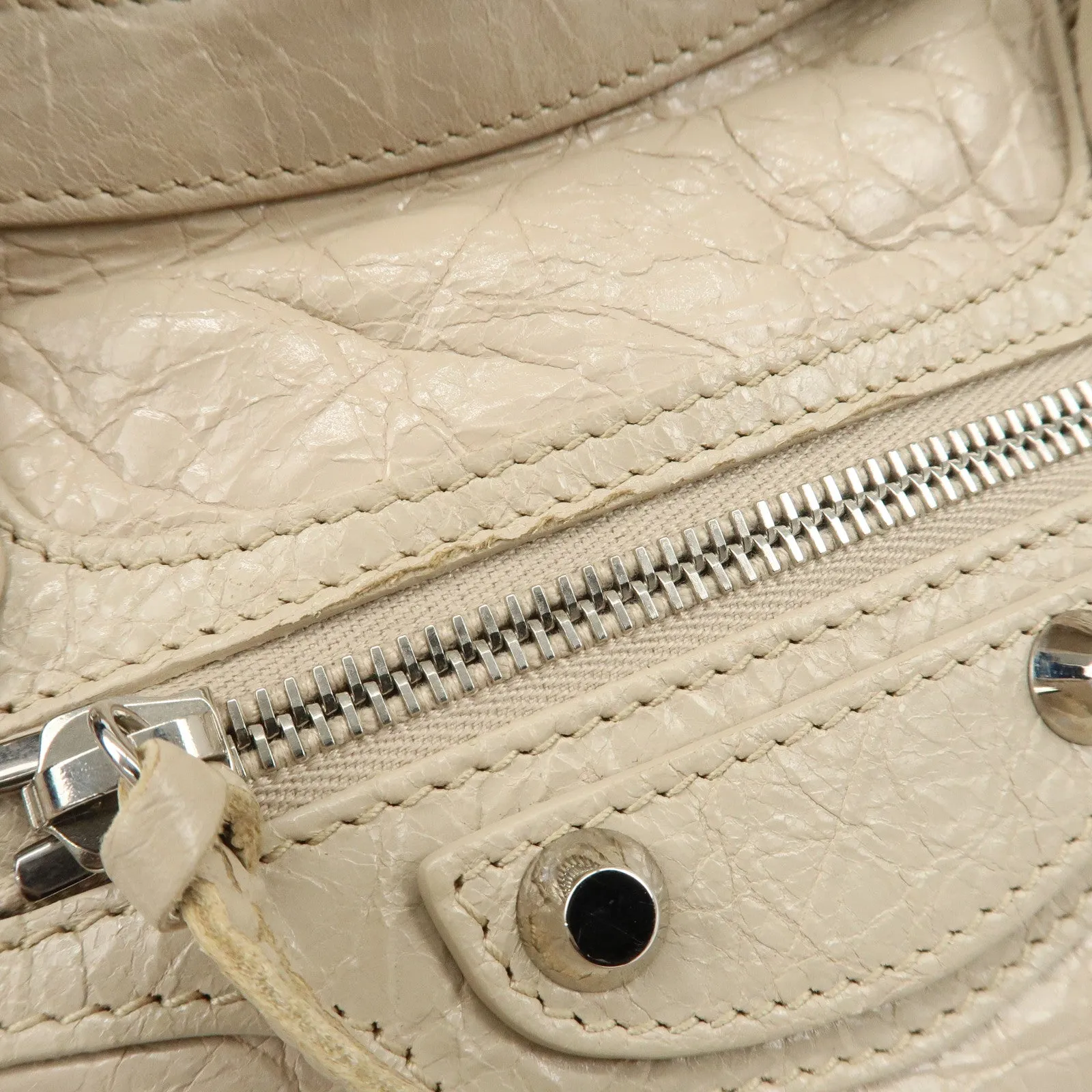 BALENCIAGA Classic City Leather 2Way Hand Bag White 431621 Used