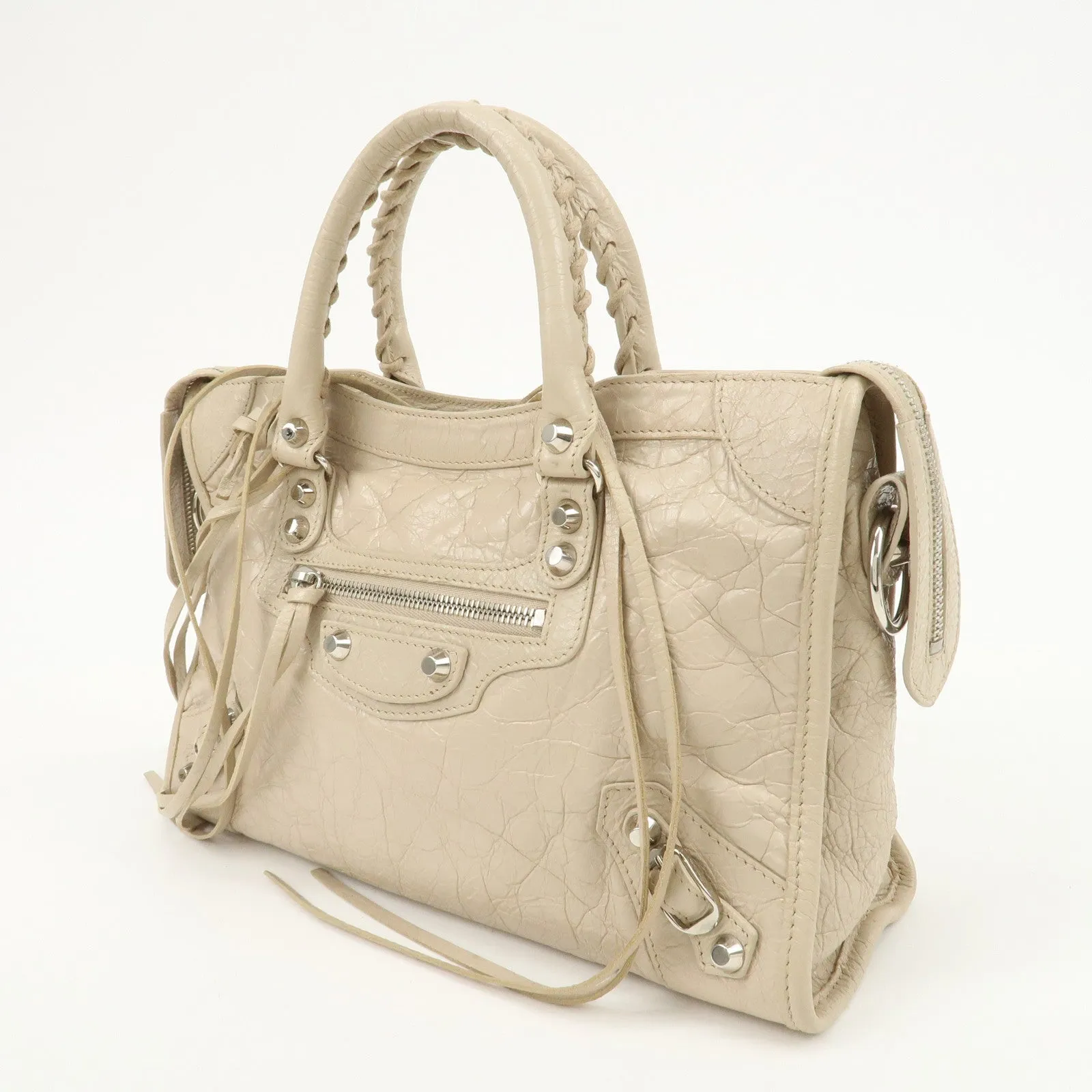 BALENCIAGA Classic City Leather 2Way Hand Bag White 431621 Used