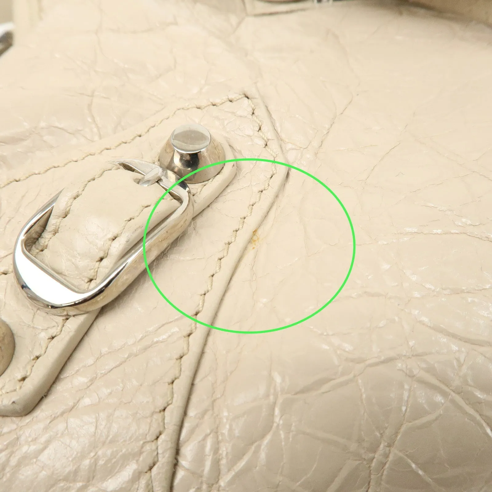 BALENCIAGA Classic City Leather 2Way Hand Bag White 431621 Used