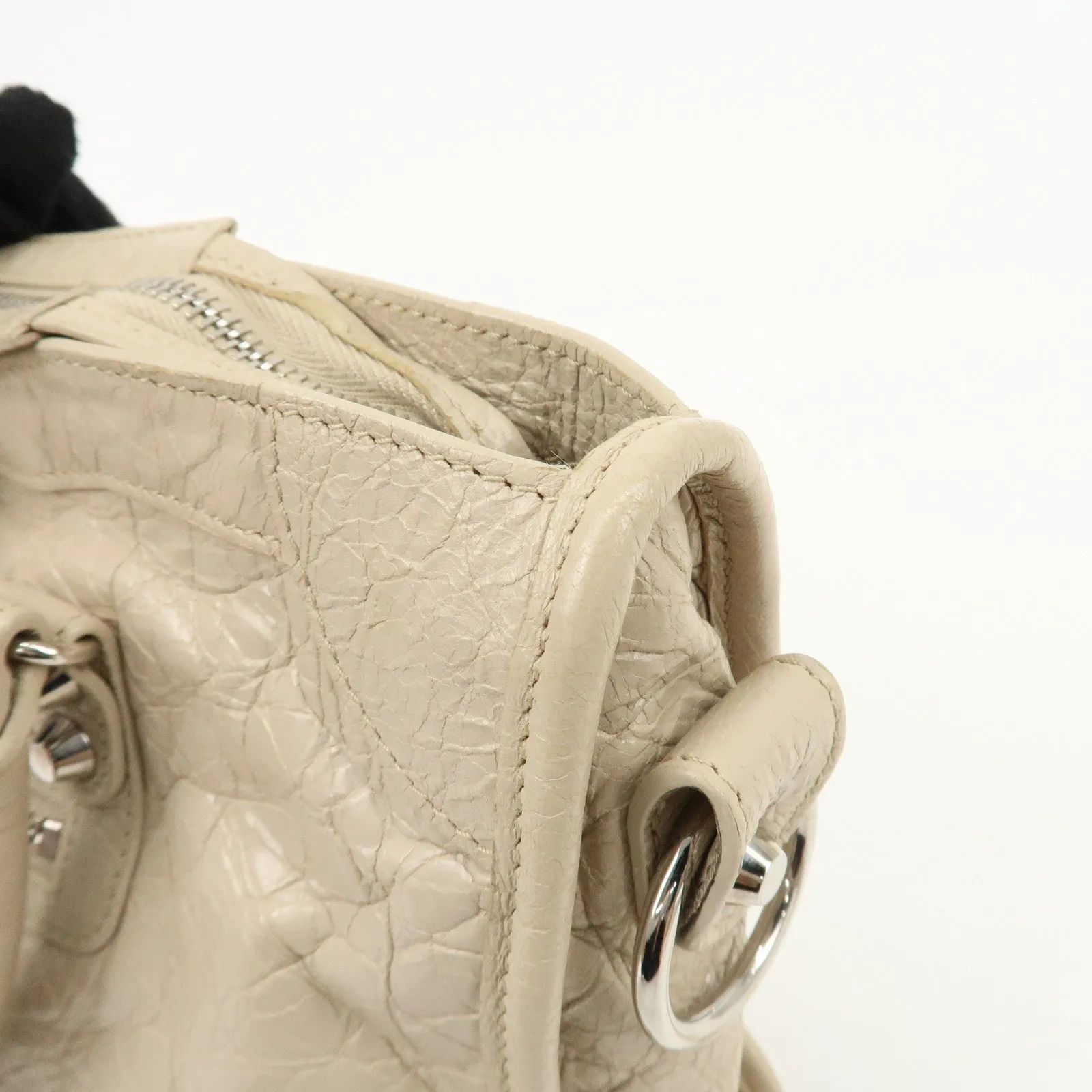 BALENCIAGA Classic City Leather 2Way Hand Bag White 431621 Used