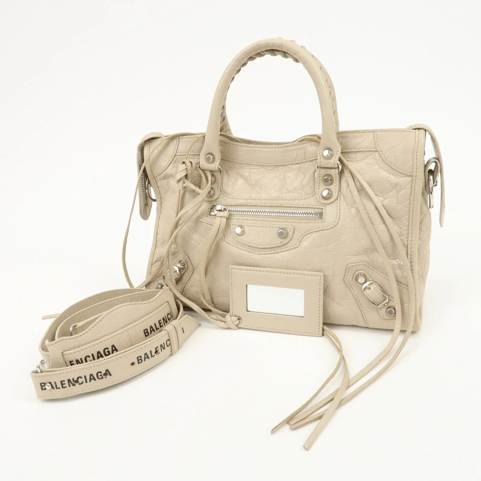 BALENCIAGA Classic City Leather 2Way Hand Bag White 431621 Used