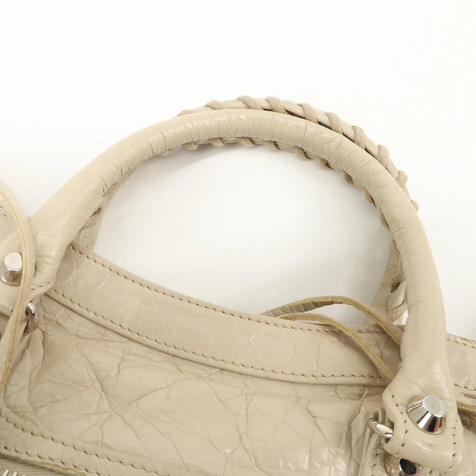BALENCIAGA Classic City Leather 2Way Hand Bag White 431621 Used