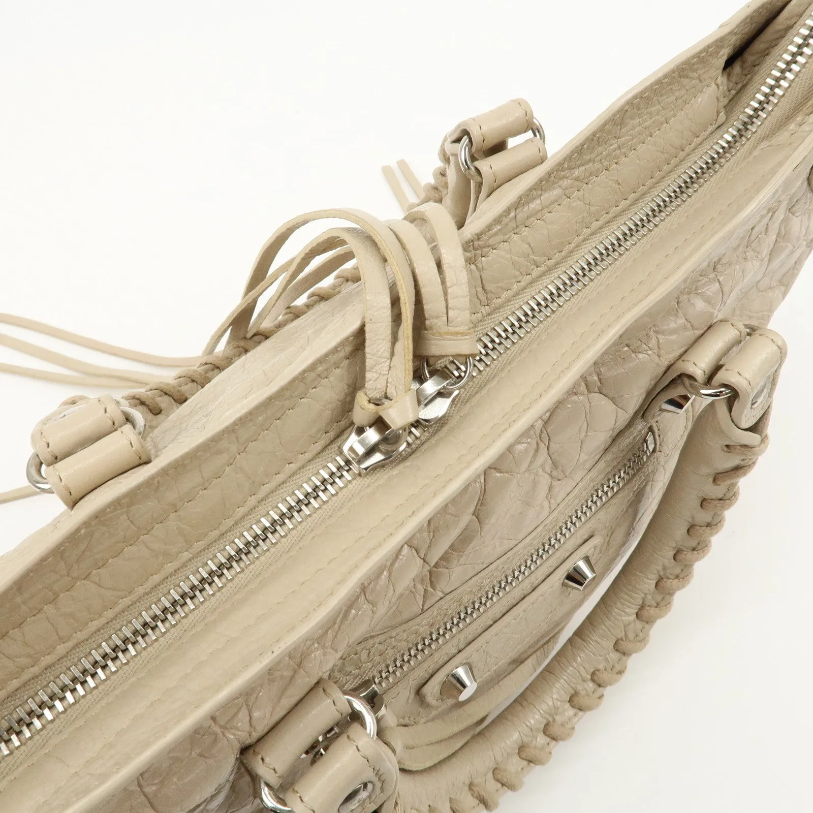 BALENCIAGA Classic City Leather 2Way Hand Bag White 431621 Used