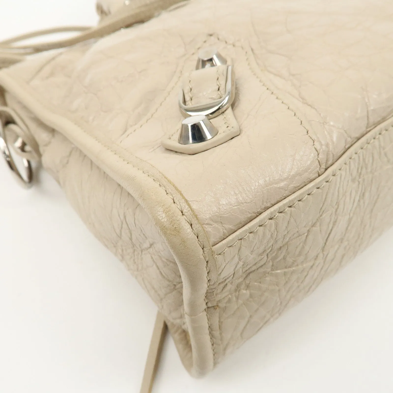 BALENCIAGA Classic City Leather 2Way Hand Bag White 431621 Used