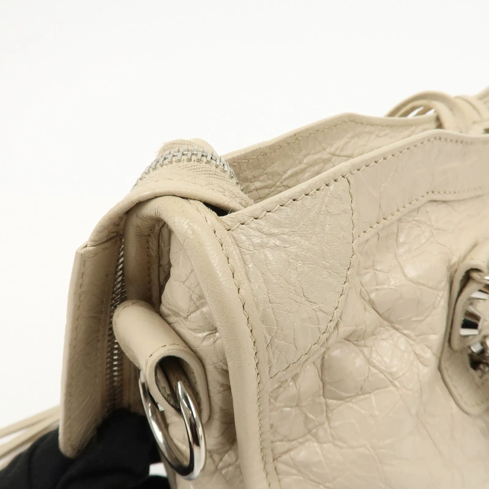 BALENCIAGA Classic City Leather 2Way Hand Bag White 431621 Used