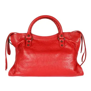 Balenciaga Red Lipstick Lambskin Classic City Bag