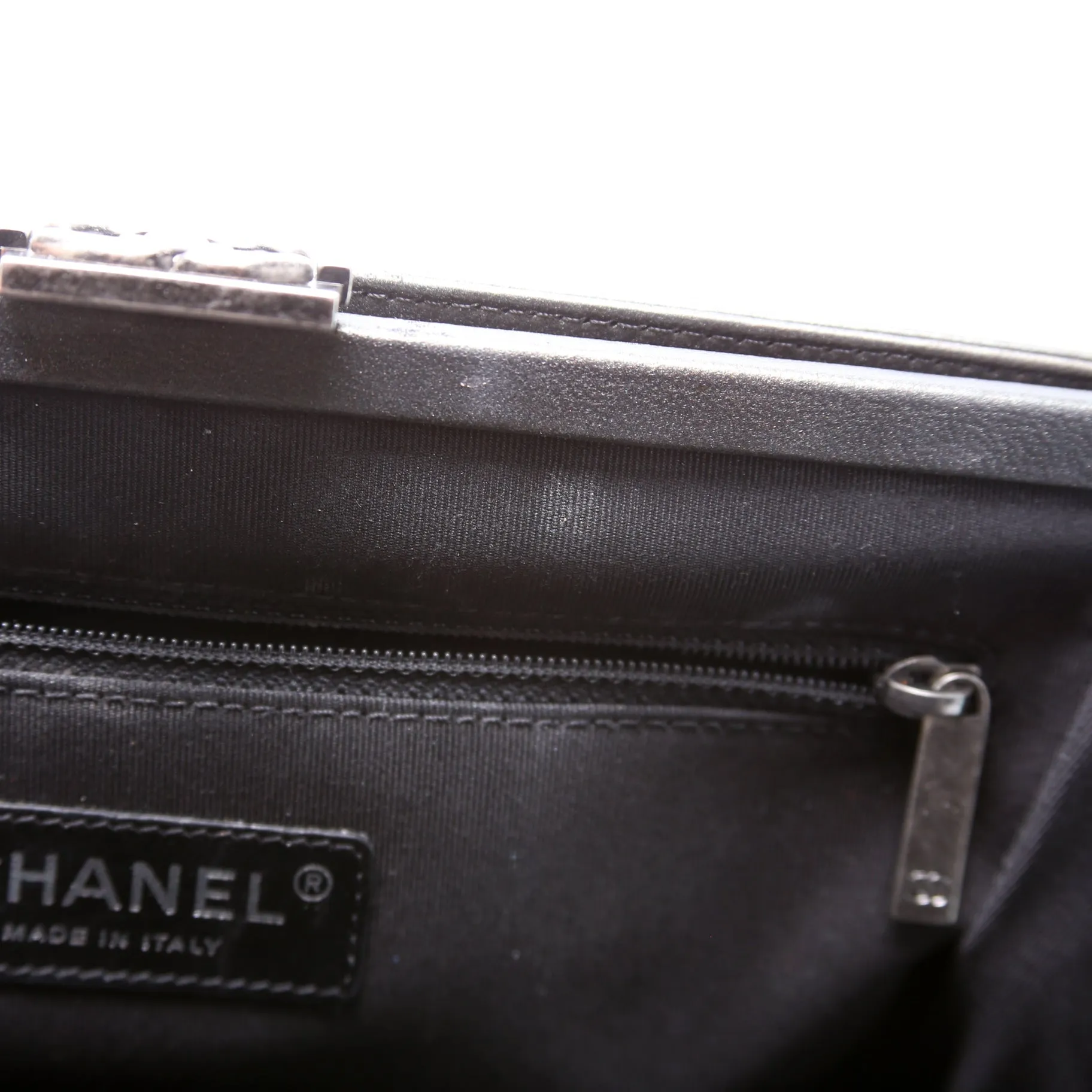 Boy Frame Clutch Metallic Lambskin 24M Grey