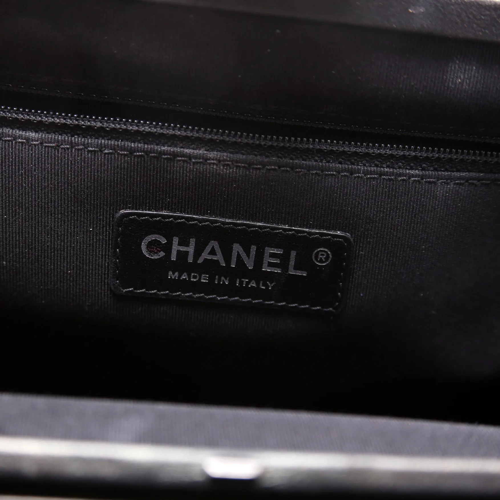 Boy Frame Clutch Metallic Lambskin 24M Grey