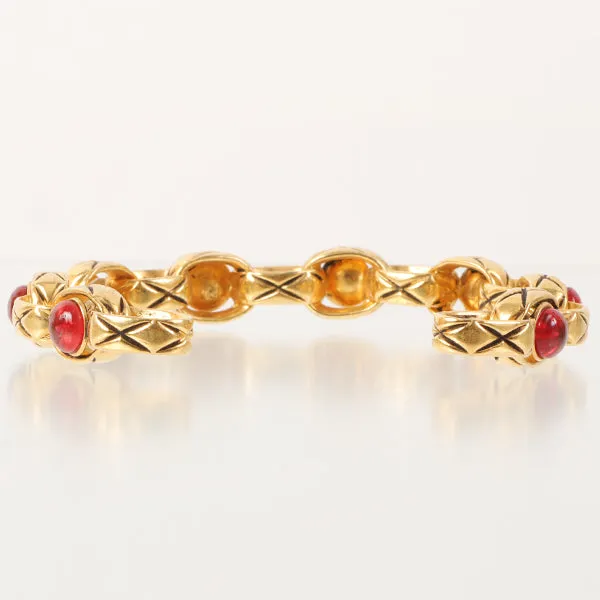 Chanel 1988 Made Gripoix Bijoux Chain Bangle Red