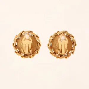 CHANEL 1988 Made Rhinestone Cc Mark Chain Edge Design Earrings