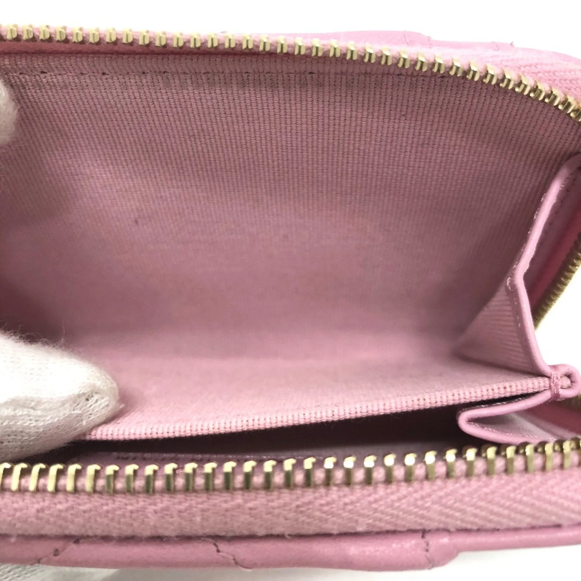 Chanel CC Mark CC wallet/wallet coin purse pink SilverGoldHardware