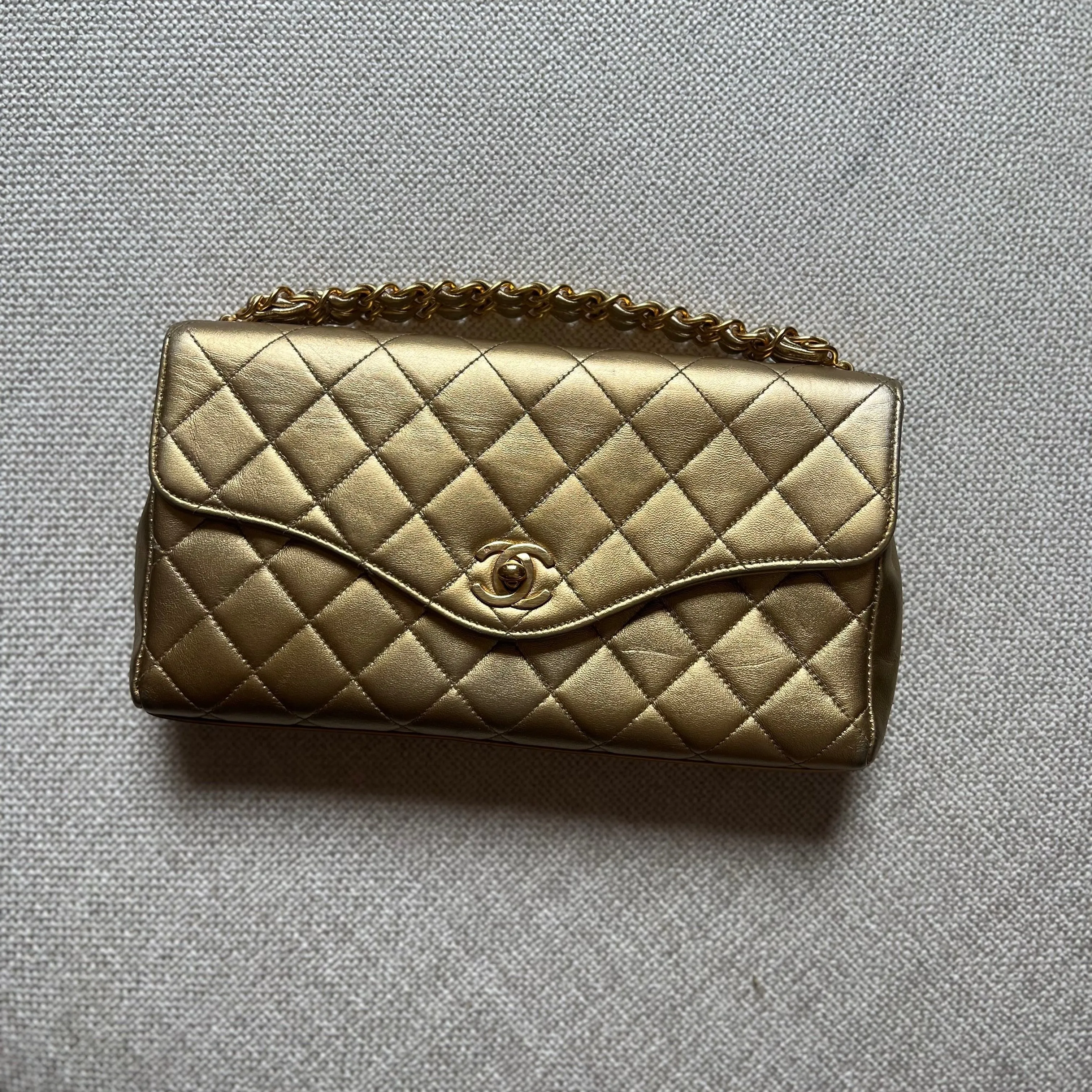 Chanel Vintage Flap Metallic Lambskin Clutch