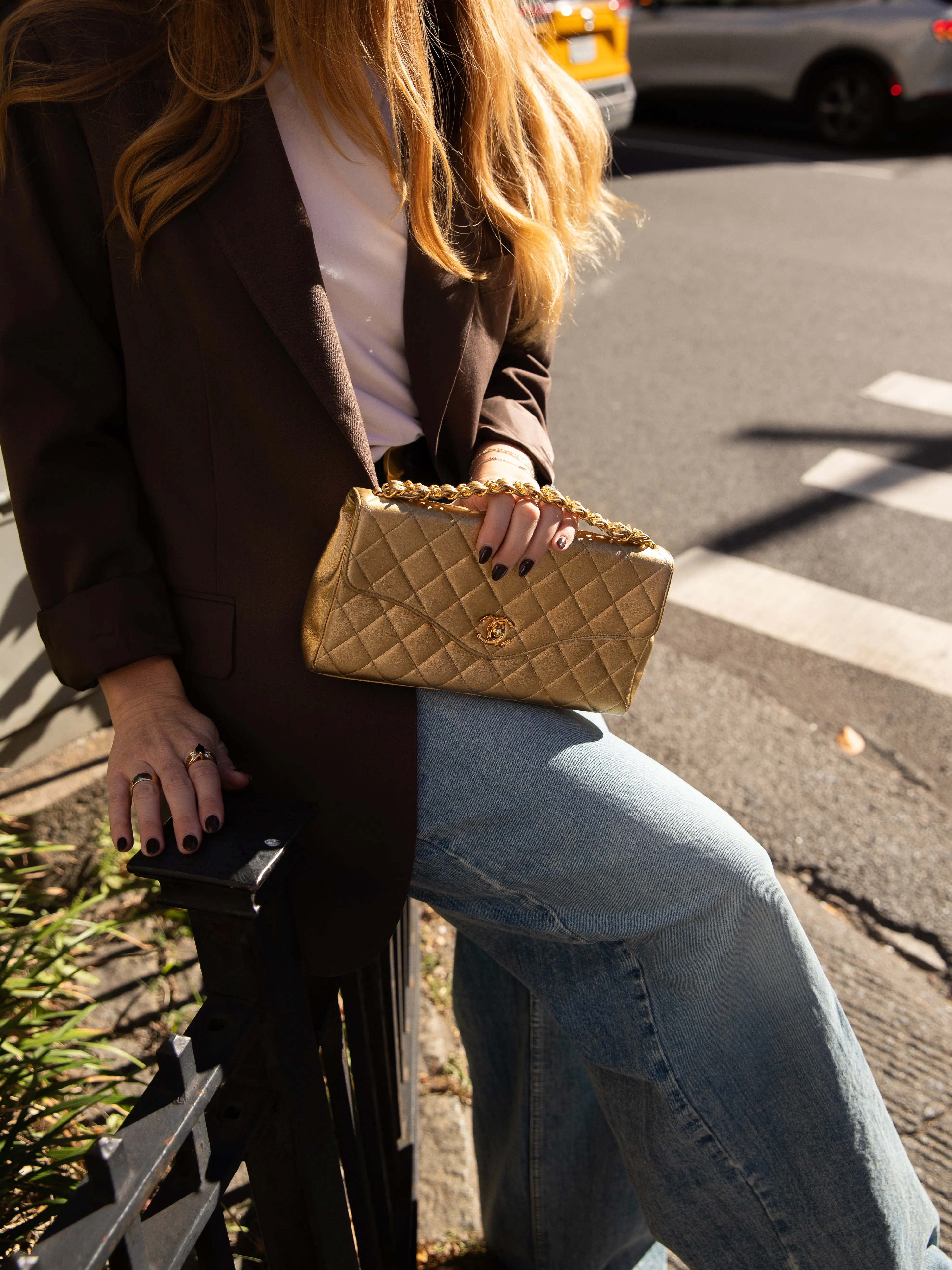 Chanel Vintage Flap Metallic Lambskin Clutch
