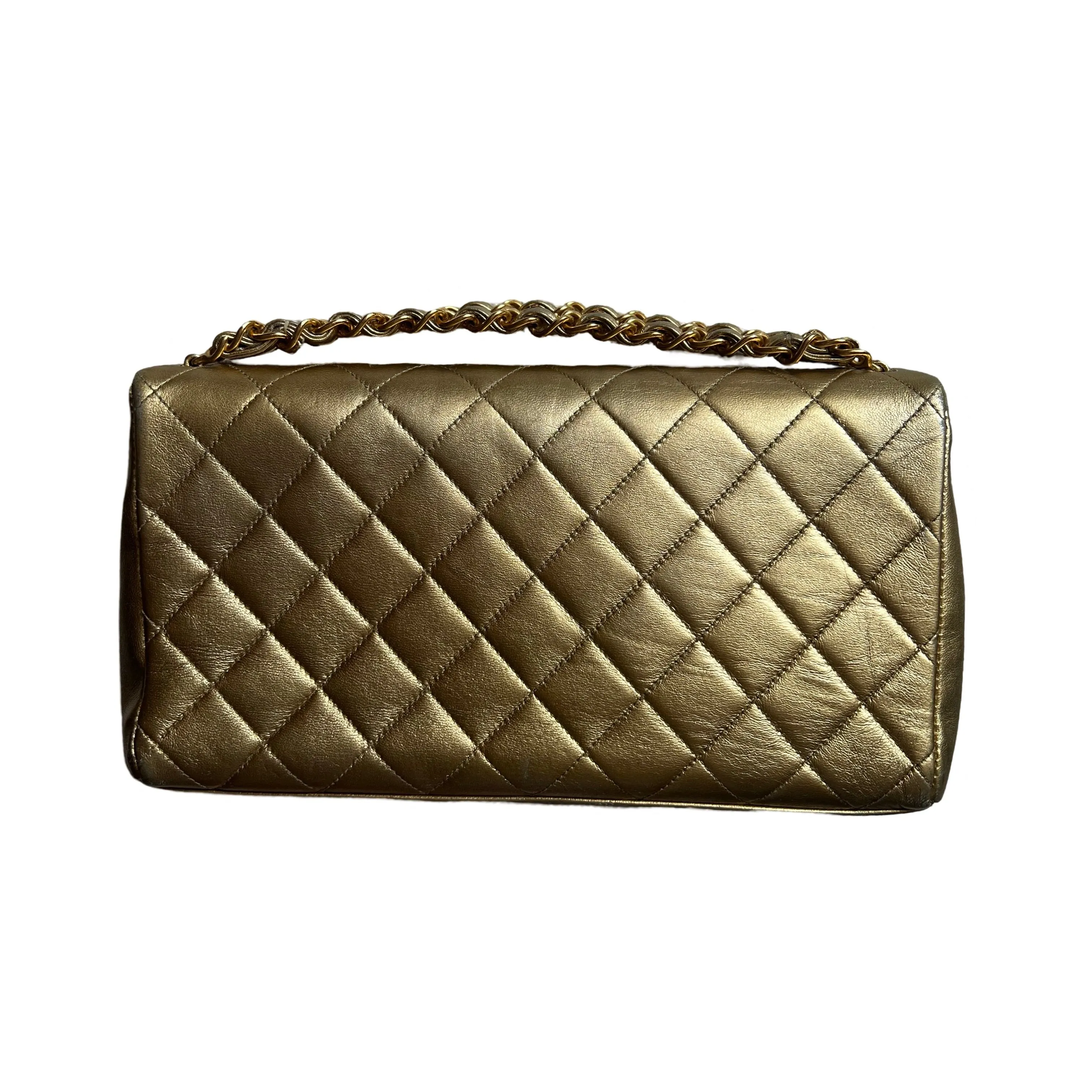 Chanel Vintage Flap Metallic Lambskin Clutch