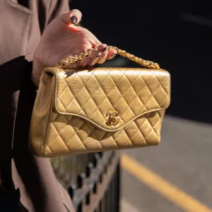 Chanel Vintage Flap Metallic Lambskin Clutch
