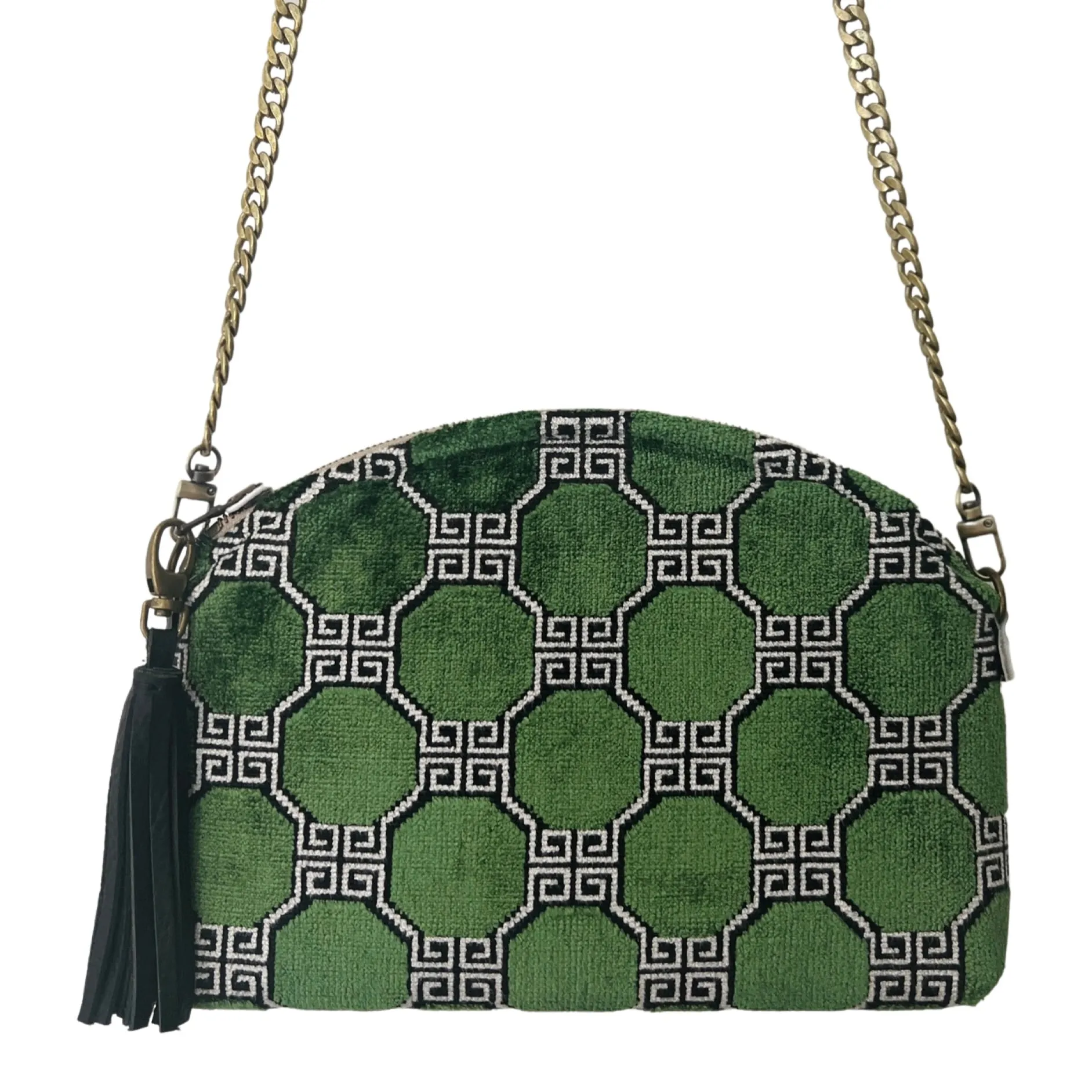 Emerald Velvet Geometric Purse