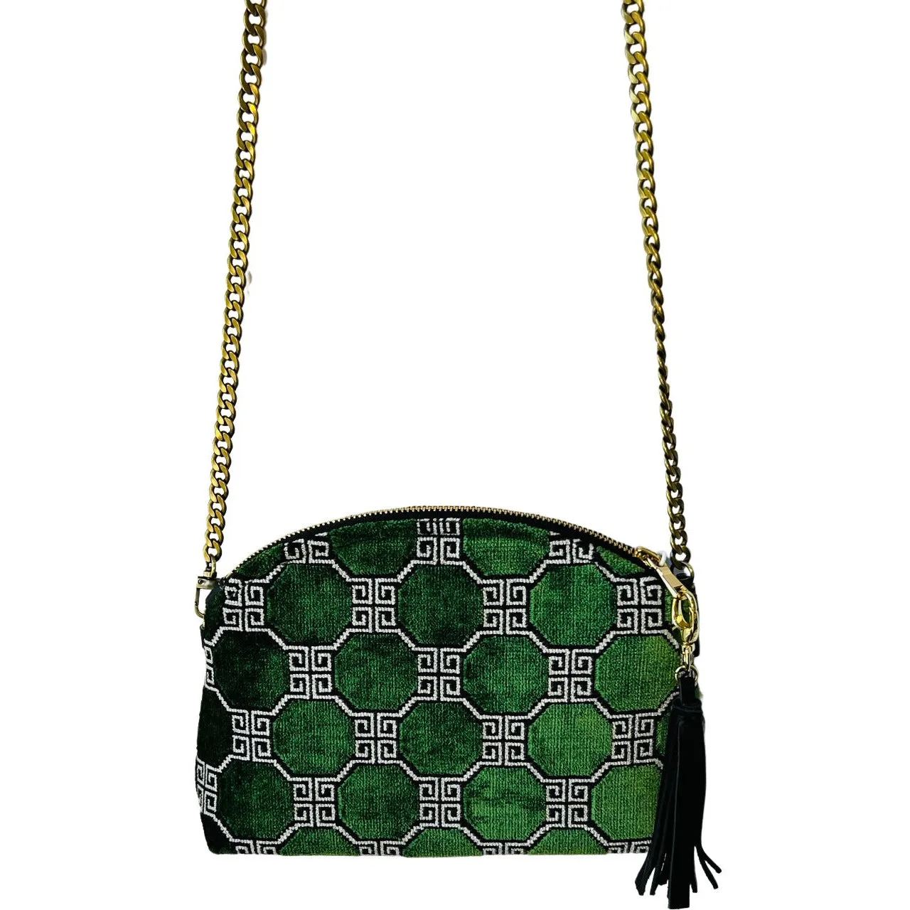 Emerald Velvet Geometric Purse