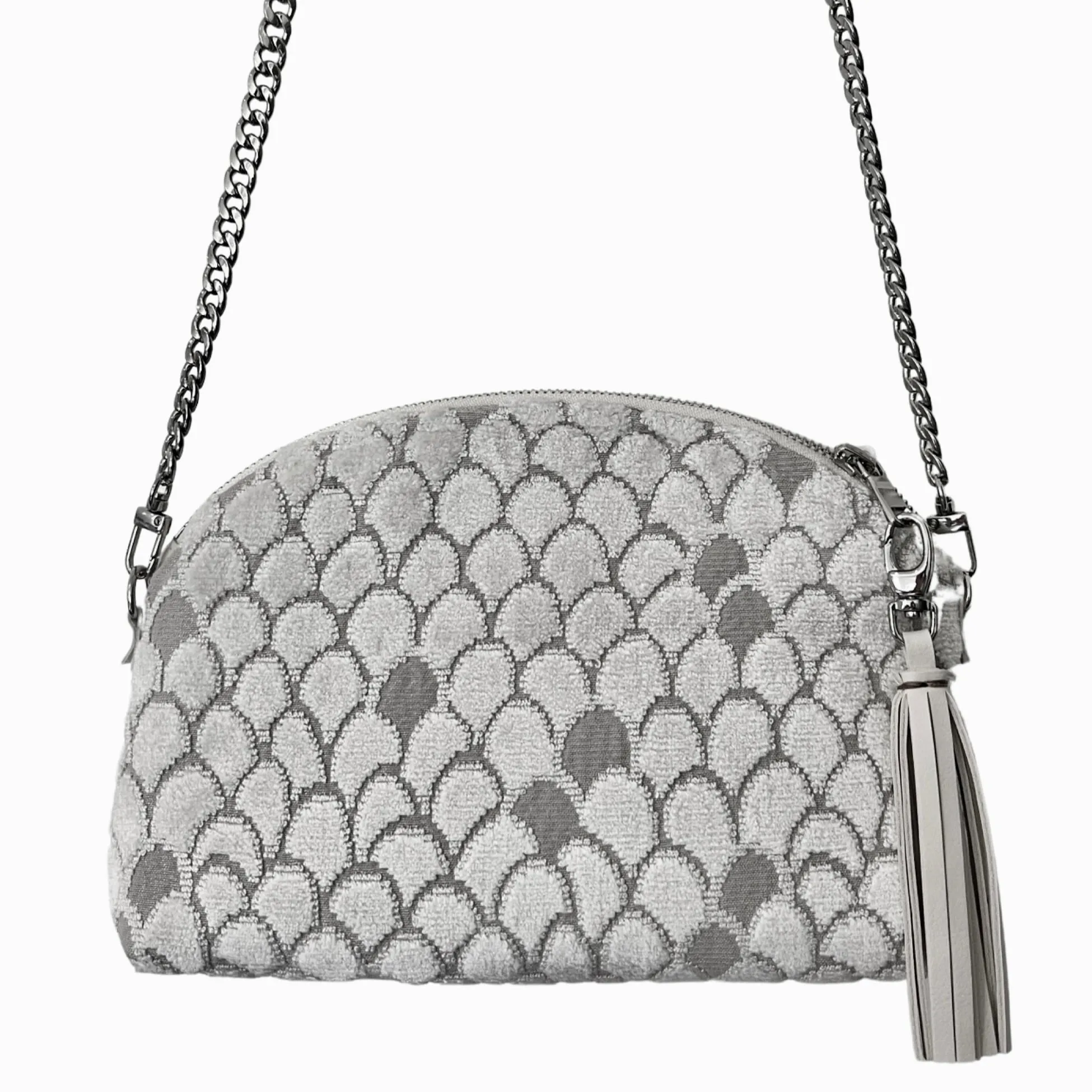 Frost White Scaled Velvet Purse