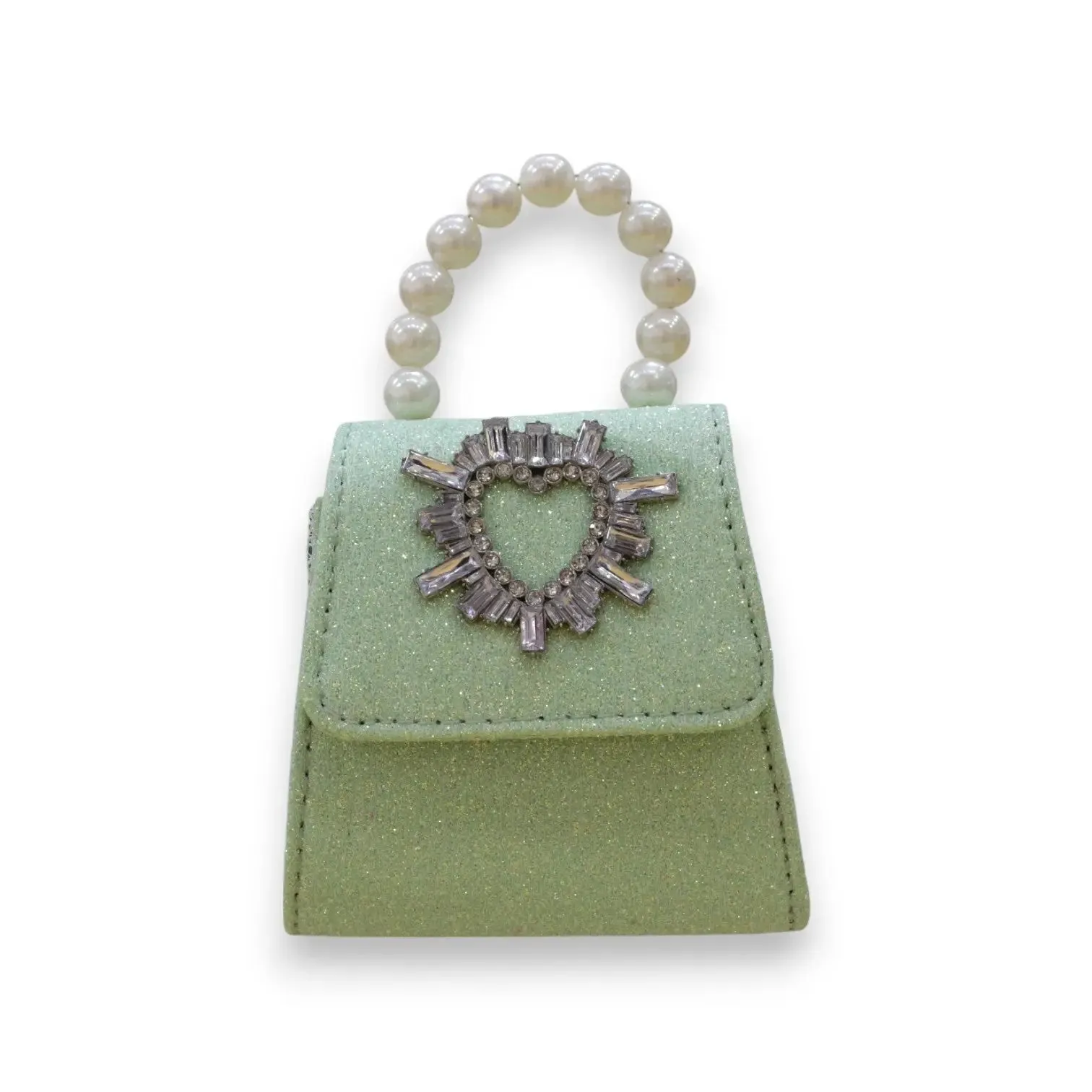 Glitter Clutch Heart Shaped Crystal Embellishment