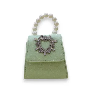 Glitter Clutch Heart Shaped Crystal Embellishment