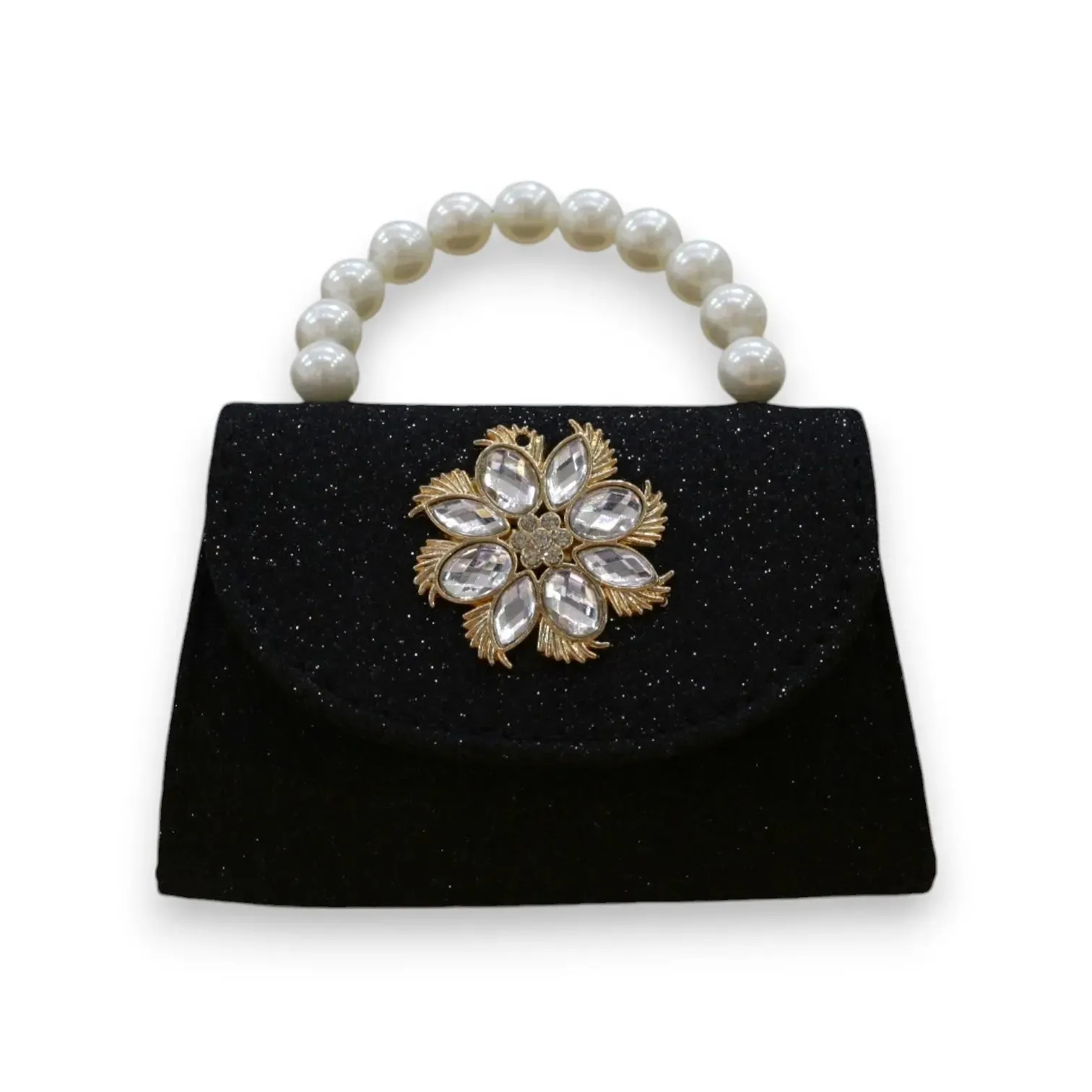 Glitter Clutch Pearl Handle