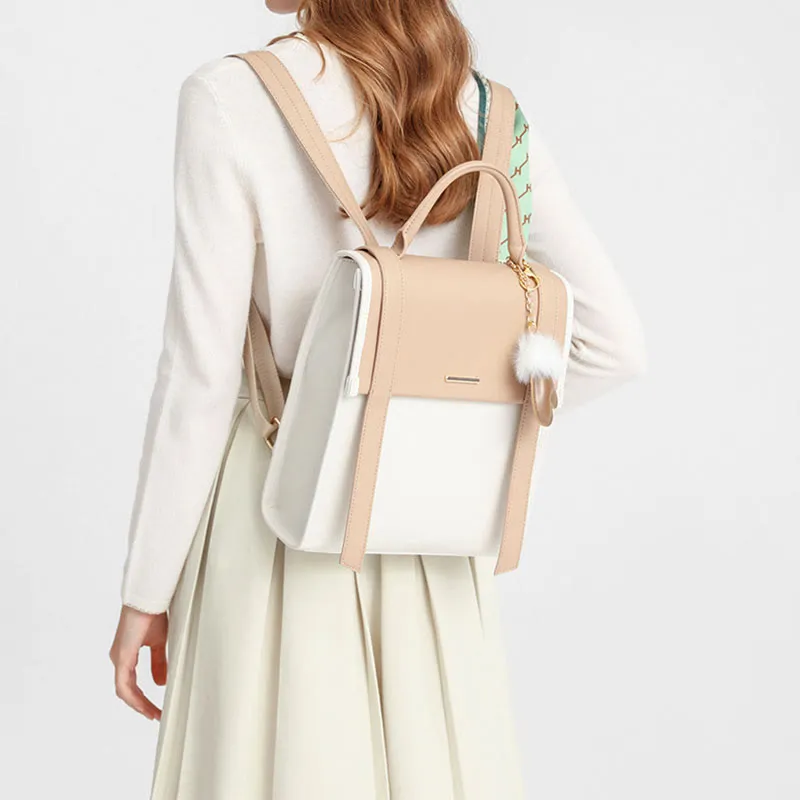 Lady Backpack Texture Vegan Leather Women Stylish Travel Daypack