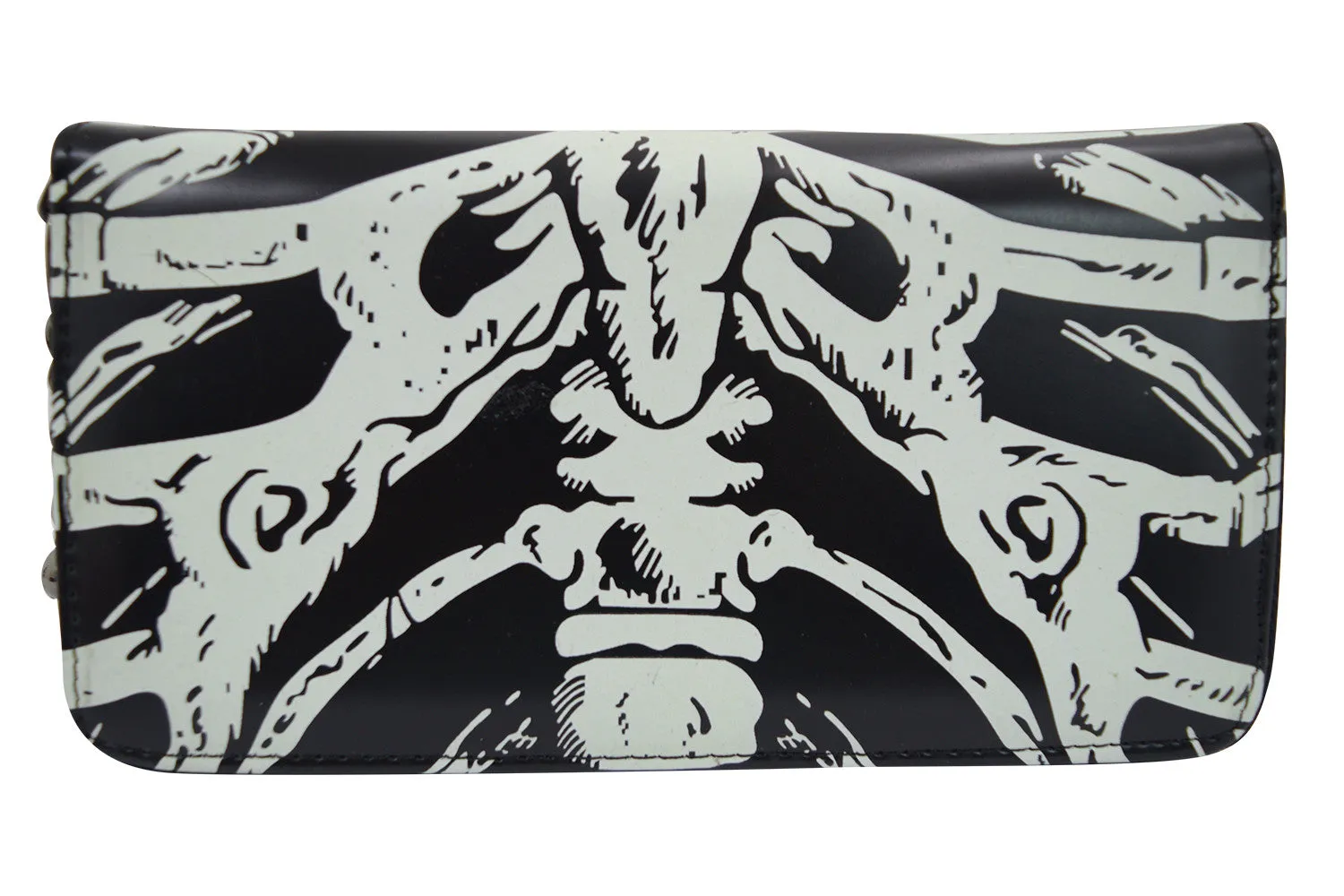 Lost Queen Gothic Skeleton Ribcage Glow in the Dark Zip Around Wallet