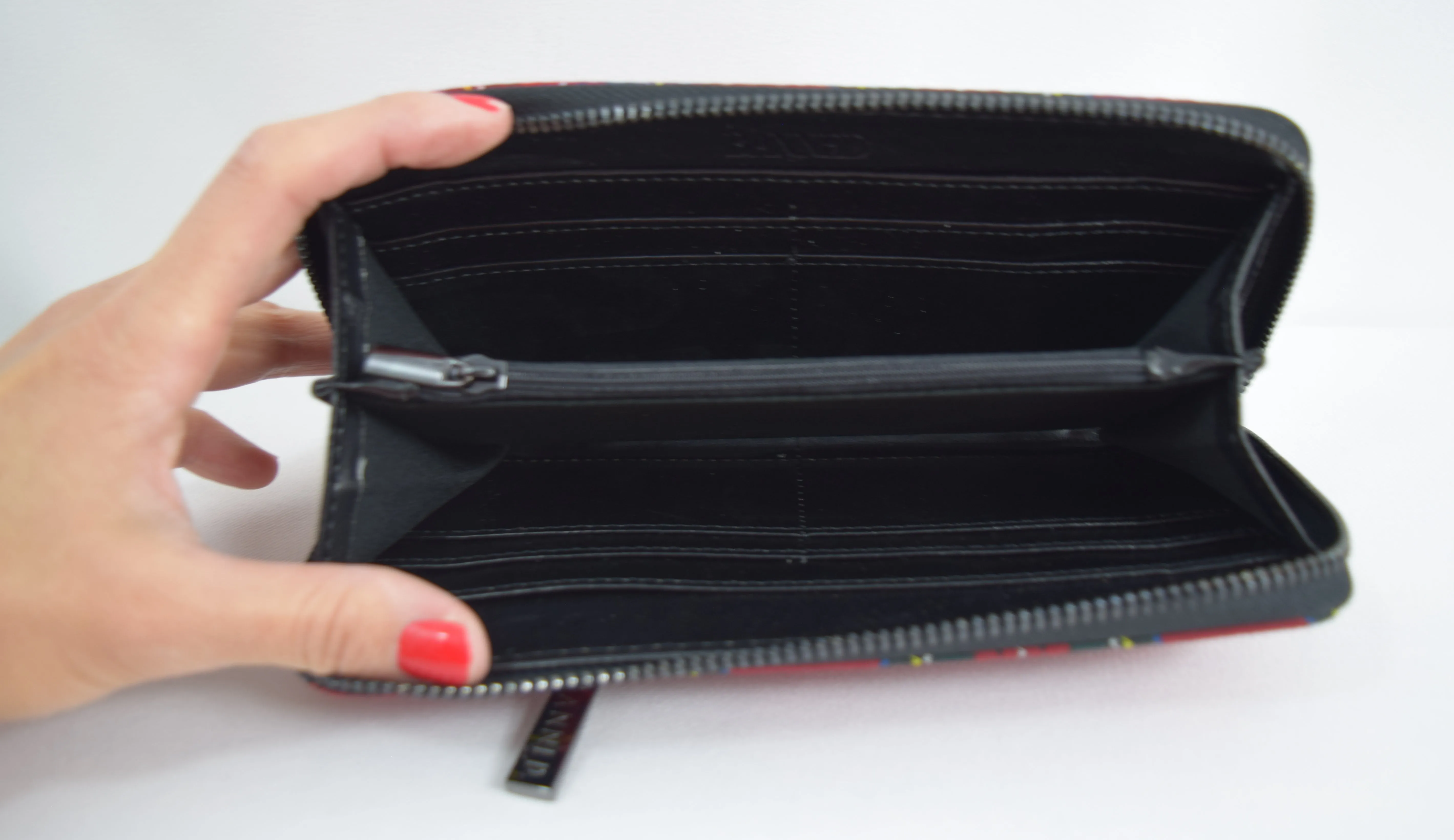 Lost Queen Punk Red Plaid Tartan With Zipper Accent Zip Around Wallet