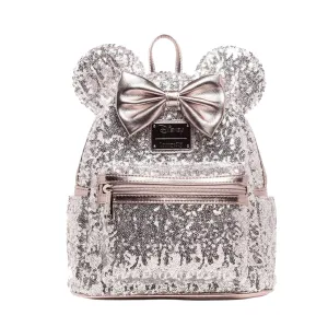 Loungefly x Disney Minnie Silver Sequin Exclusive Mini Backpack