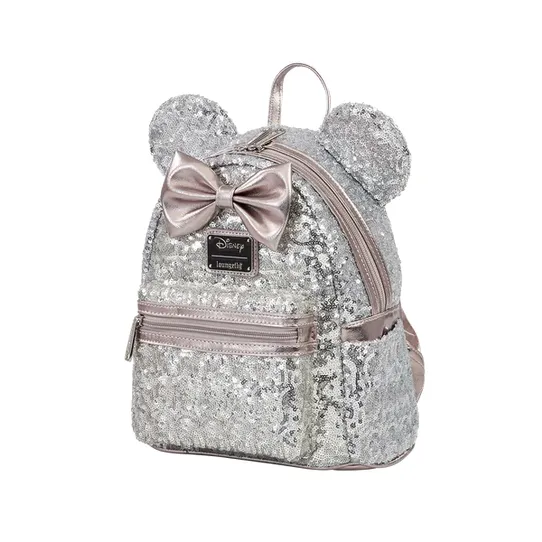 Loungefly x Disney Minnie Silver Sequin Exclusive Mini Backpack