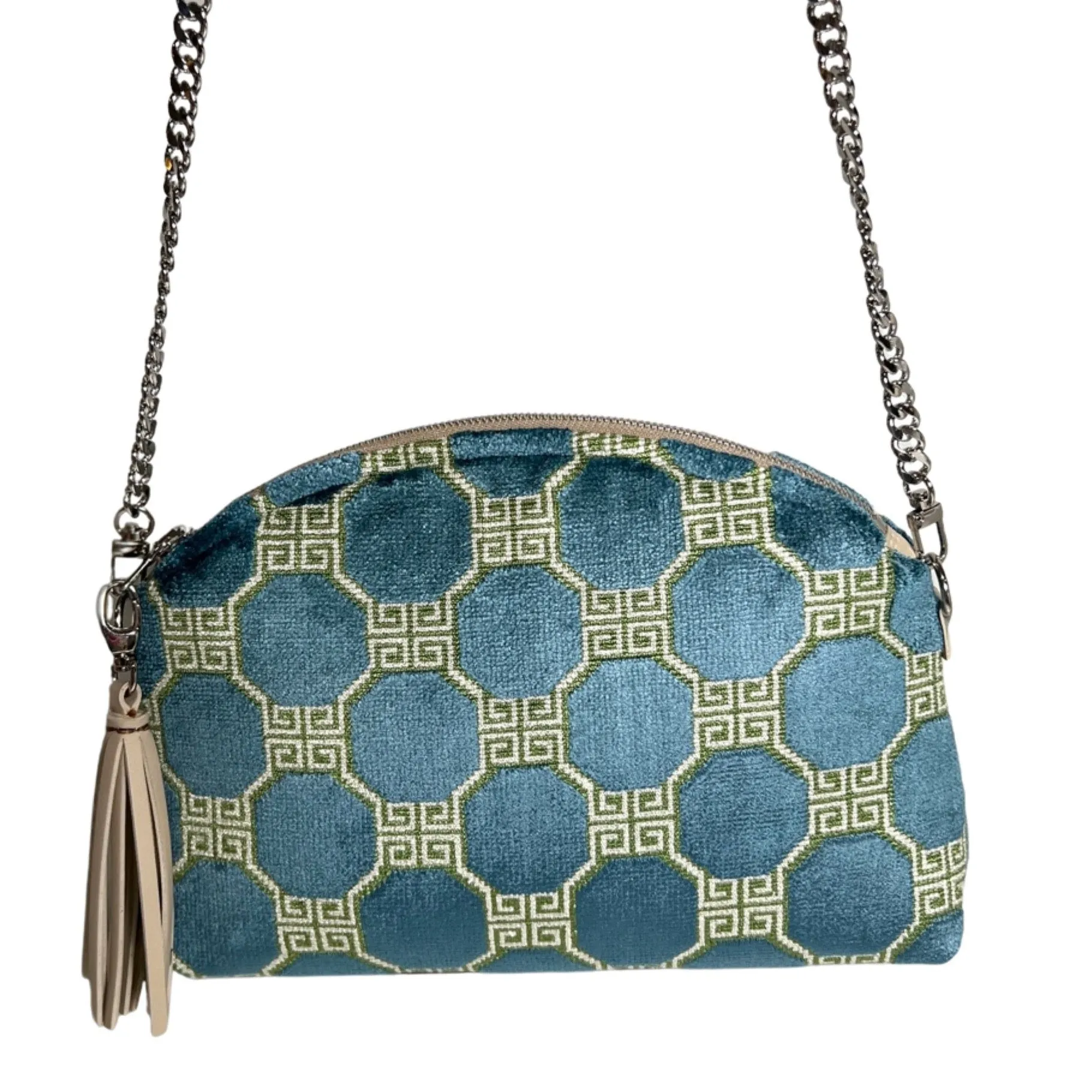 Peacock Velvet Geometric Purse