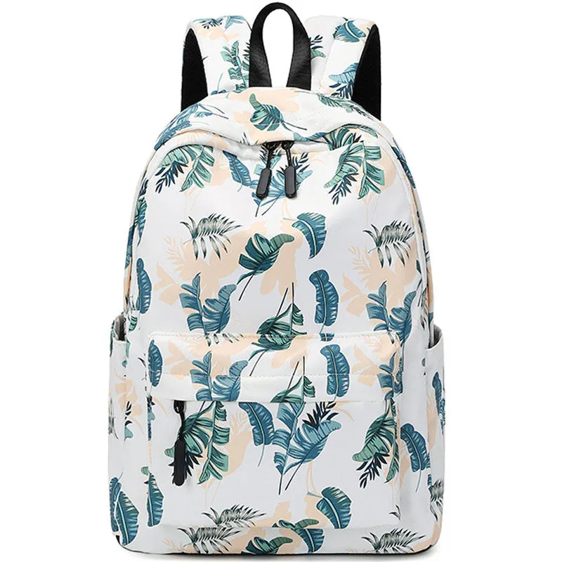 Plant Printing Backpack For Teens Girls Outdoor School Bag