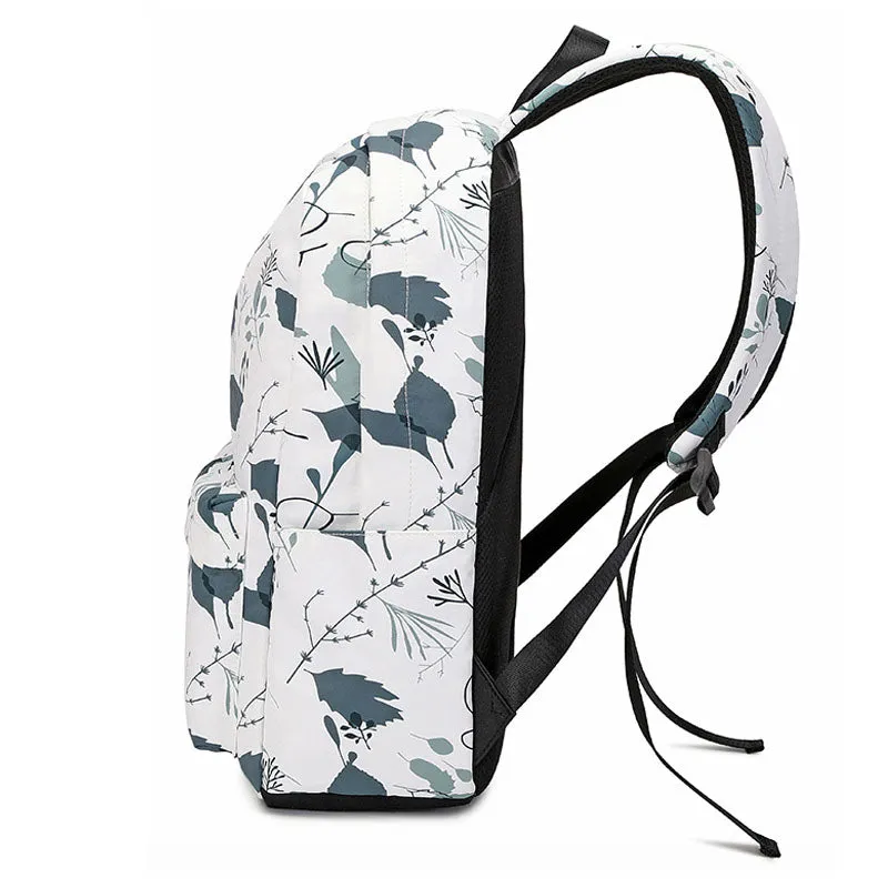 Plant Printing Backpack For Teens Girls Outdoor School Bag