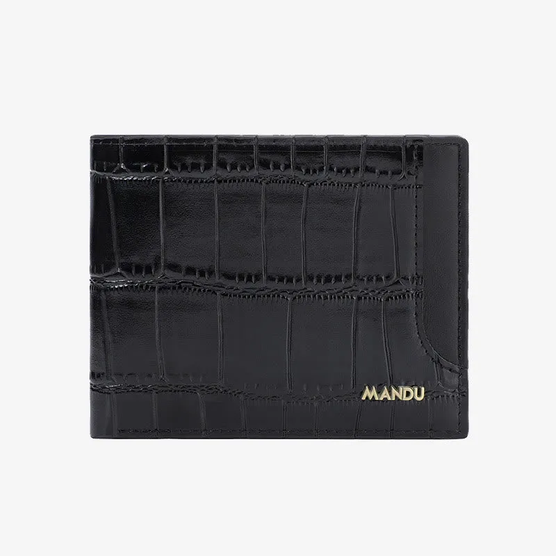 RFID Zipper Wallet For Men Stone Print Leather Purse