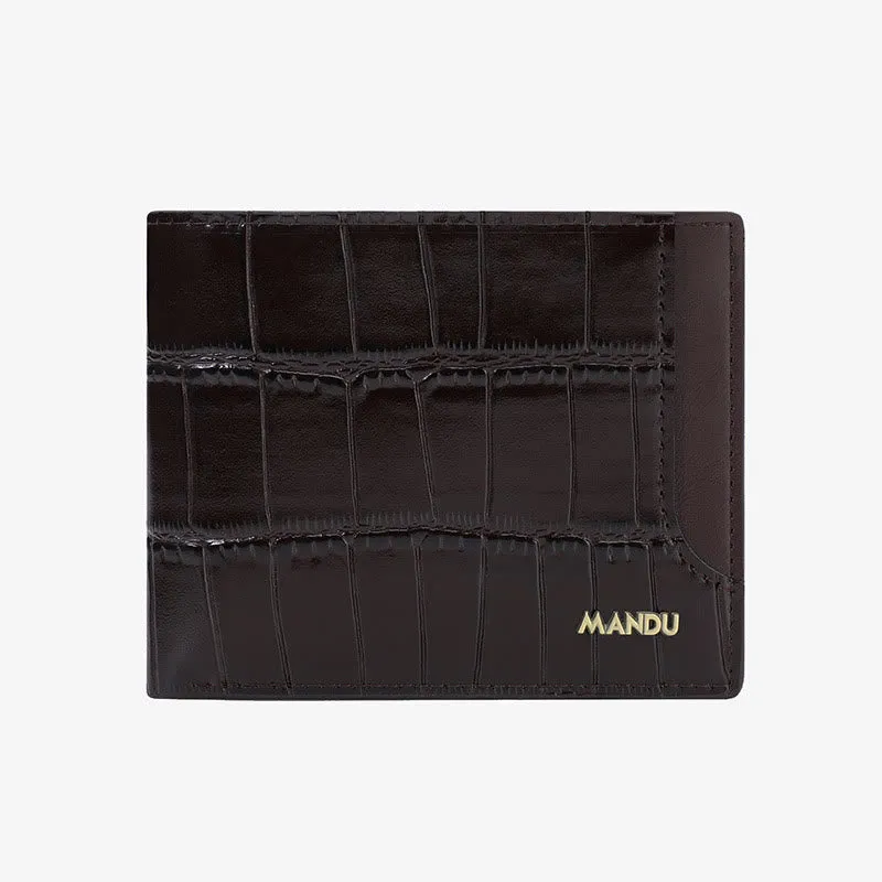 RFID Zipper Wallet For Men Stone Print Leather Purse
