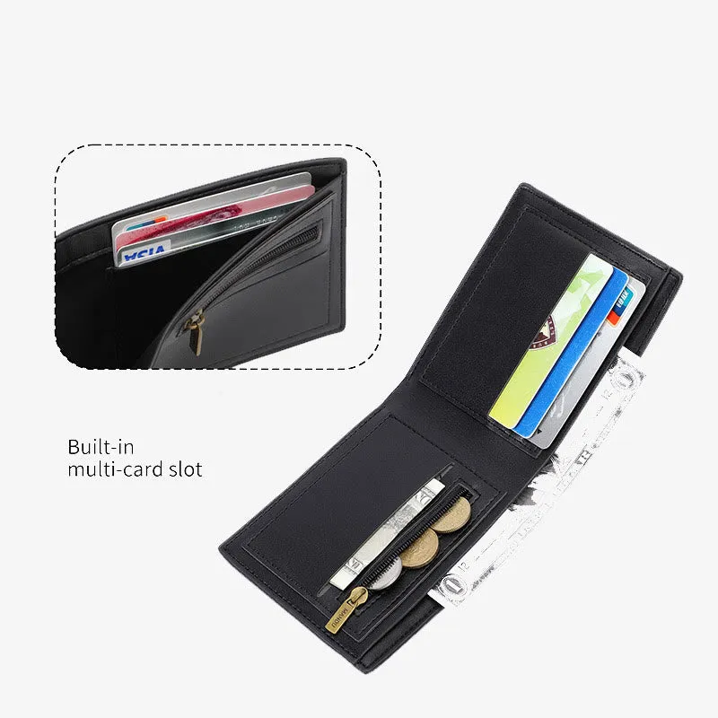 RFID Zipper Wallet For Men Stone Print Leather Purse
