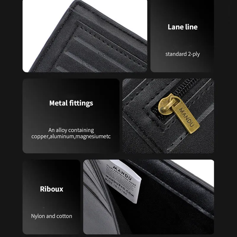 RFID Zipper Wallet For Men Stone Print Leather Purse