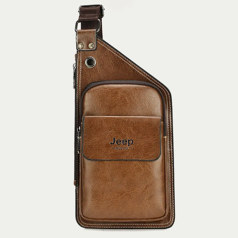Sling Bag For Men Soft PU Leather Crossbody Chest Bag