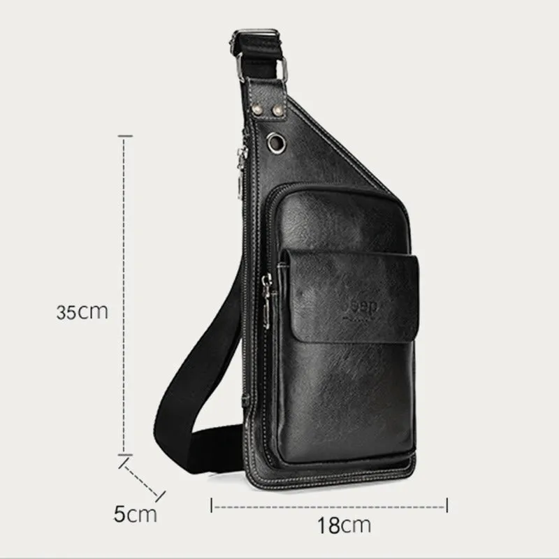 Sling Bag For Men Soft PU Leather Crossbody Chest Bag
