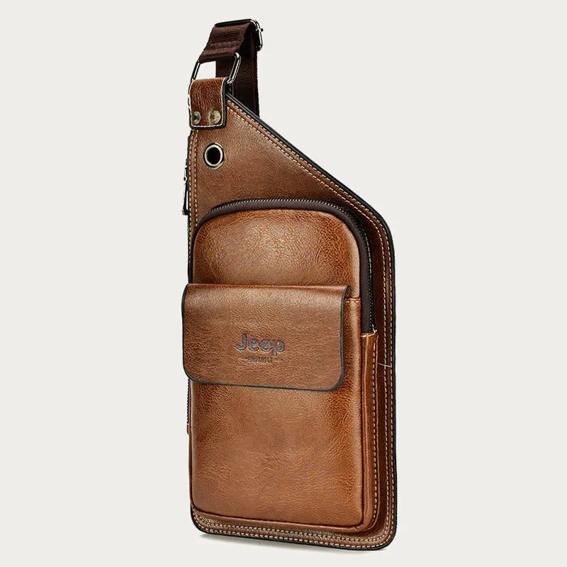 Sling Bag For Men Soft PU Leather Crossbody Chest Bag