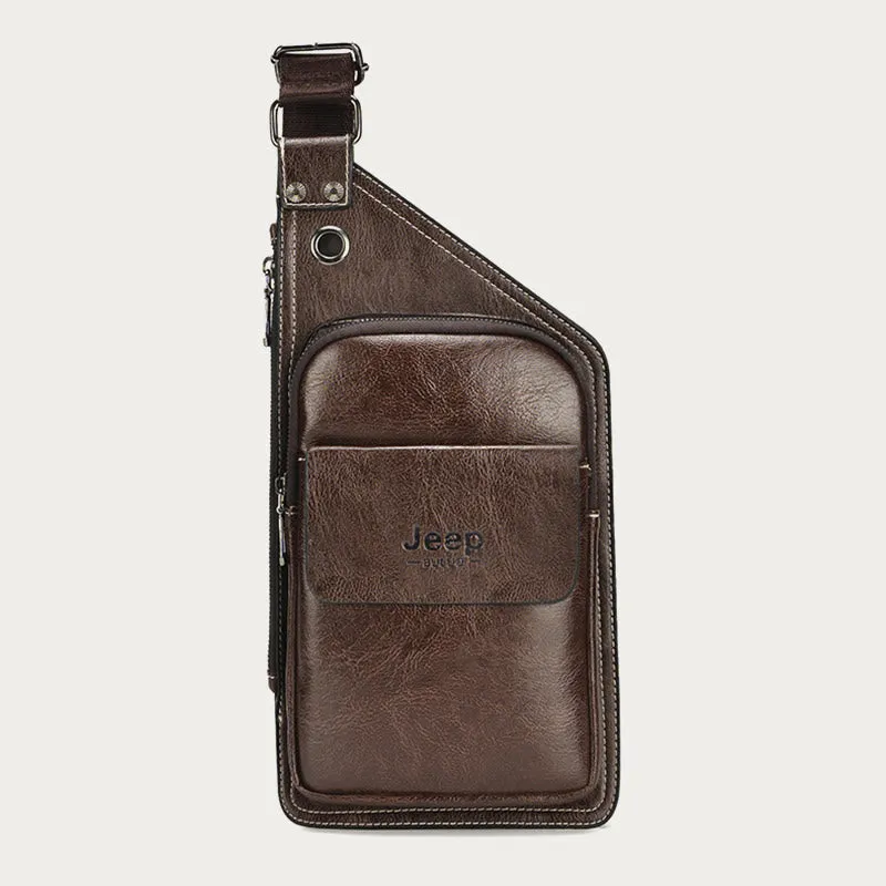 Sling Bag For Men Soft PU Leather Crossbody Chest Bag