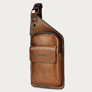 Sling Bag For Men Soft PU Leather Crossbody Chest Bag