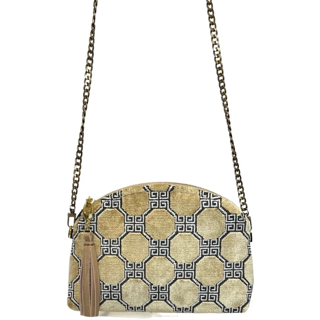Taupe Velvet Geometric Purse